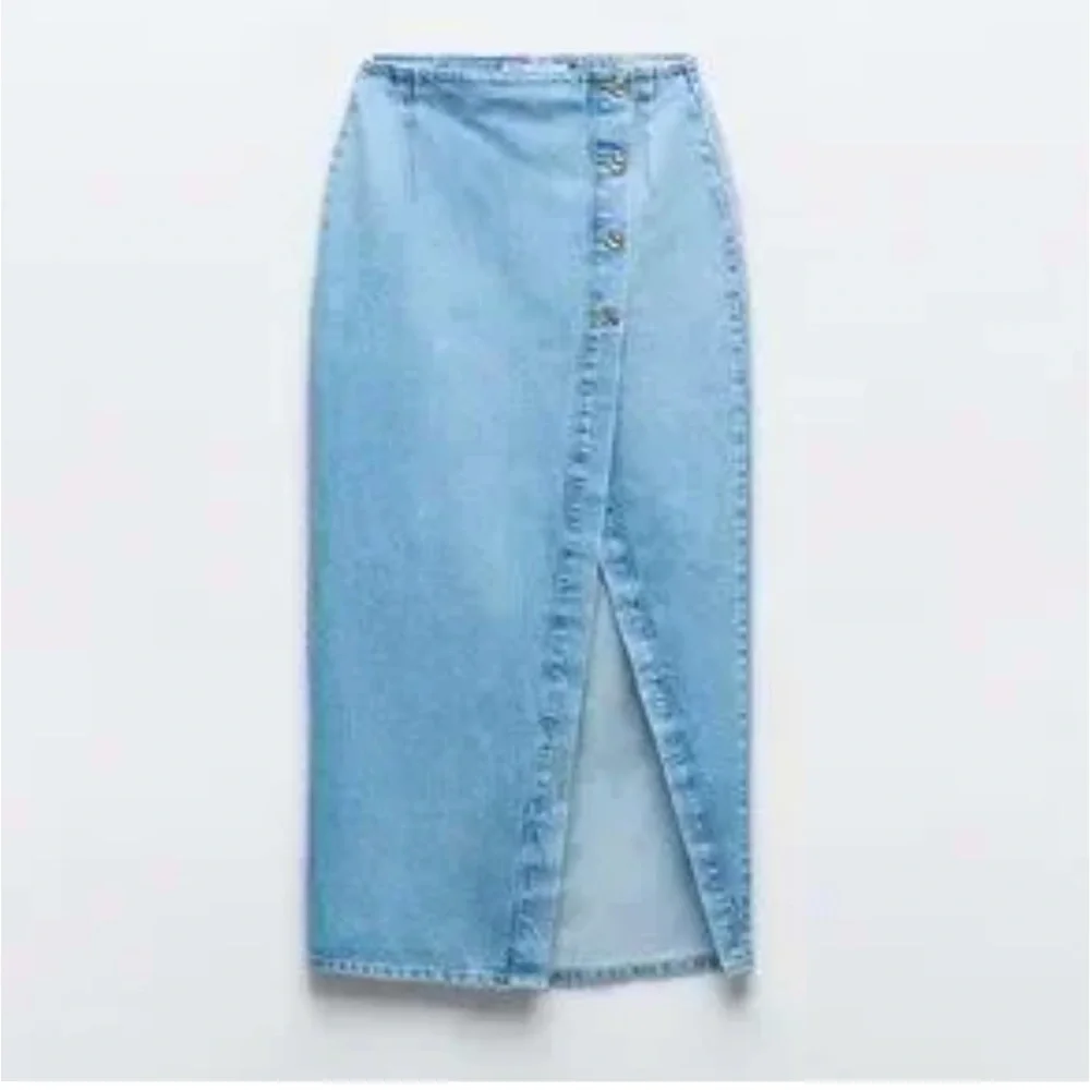 Zara Crossover Denim Midi Skirt - Picture 4 of 13